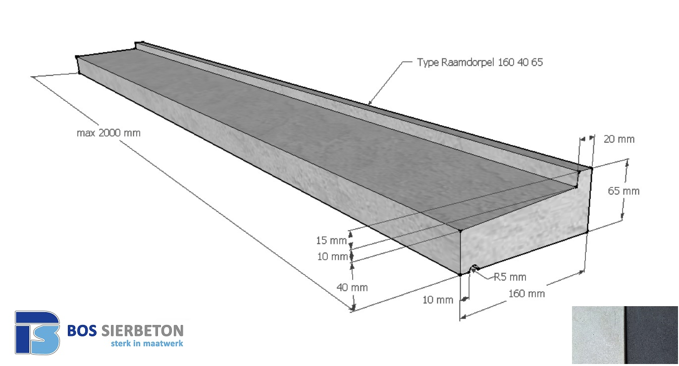 Raamdorpel 160 x 40 / 65 mm