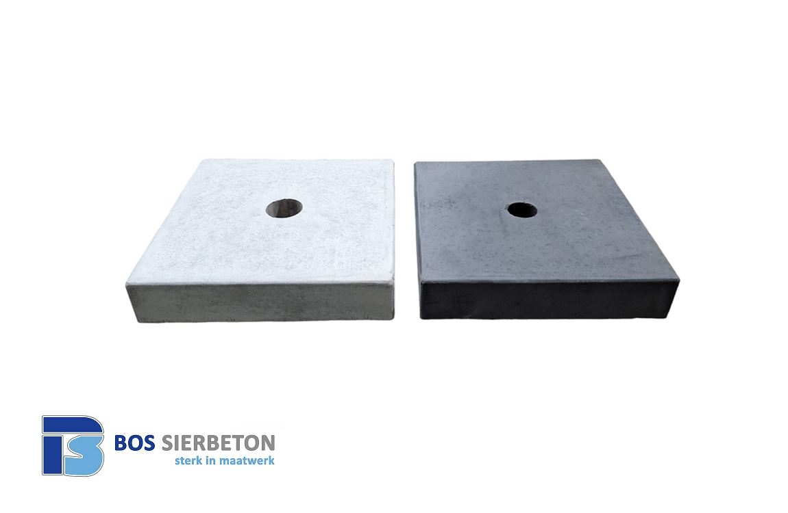 Paalmuts vlak 20 x 20 x 5 cm met doorvoer