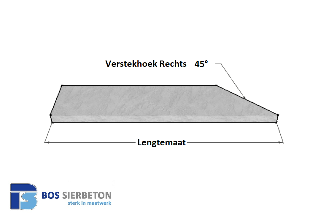 Verstekhoek Rechts 45 graden